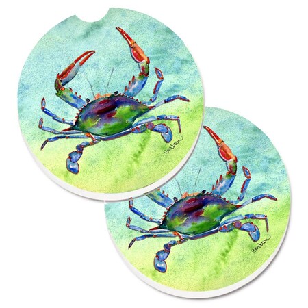 Carolines Treasures Crab Set of 2 Cup Holder Car Coaster 8550CARC